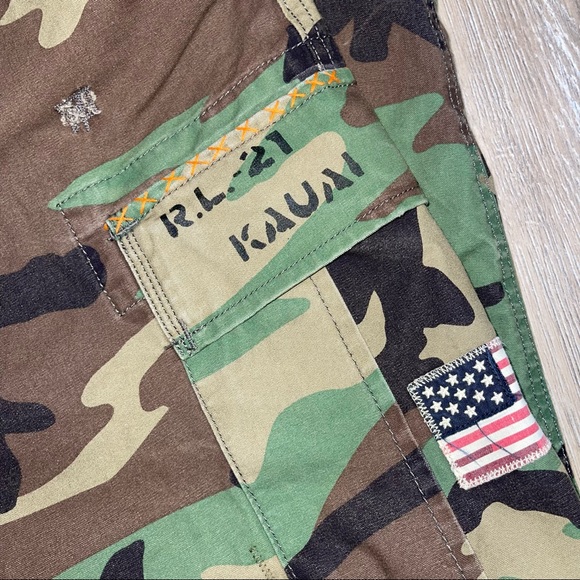 Polo Ralph Lauren Classic Kauai Camo Distressed Cargo Flag Utility Pants 34 30 - Picture 2 of 10